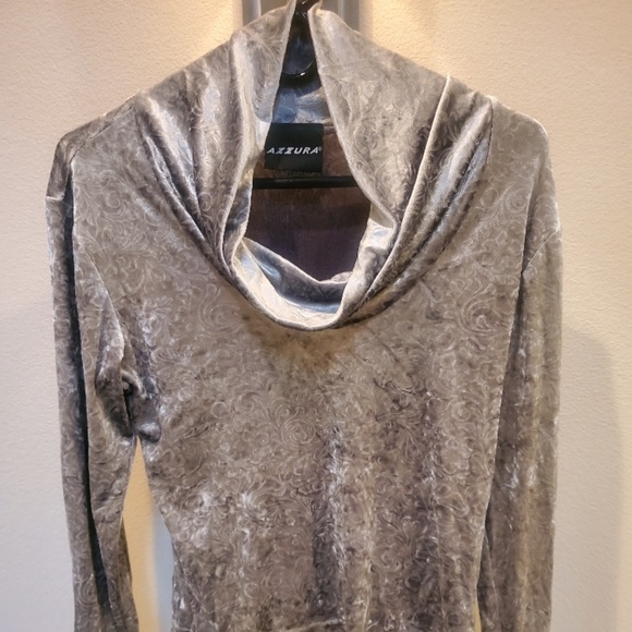 Azzura Gray Velvet Cowl Neck Blouse - Picture 1 of 5